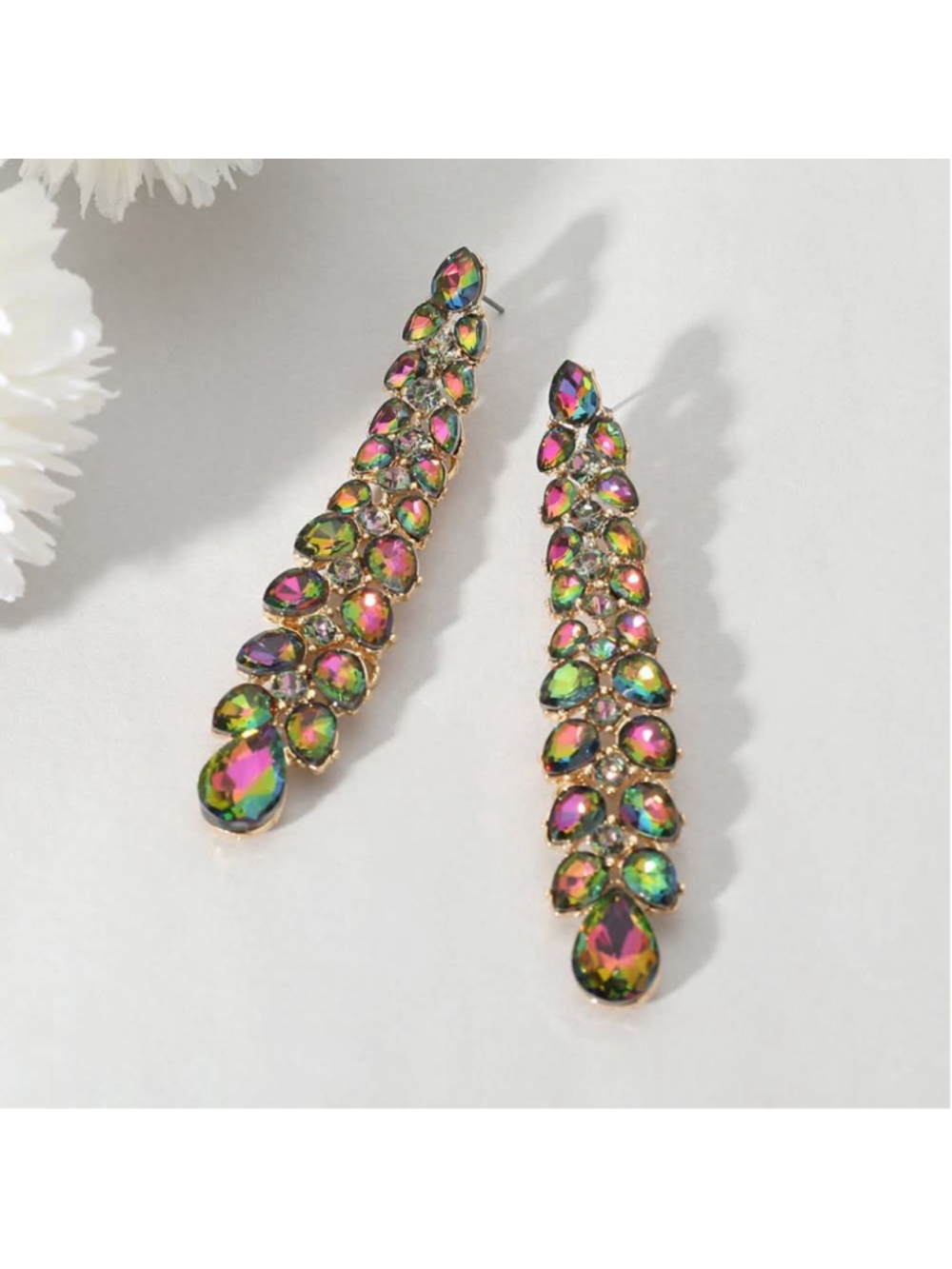Women's Unbranded Multicolor Pink and Green Tone Dangle Earrings